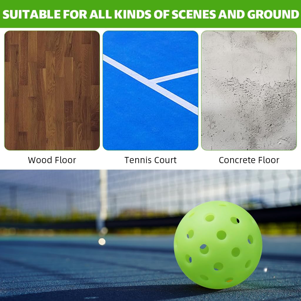 Proberos Pickleball Balls for Indoor and Outdoor Play with 40-Hole PE Build | Glows at Night