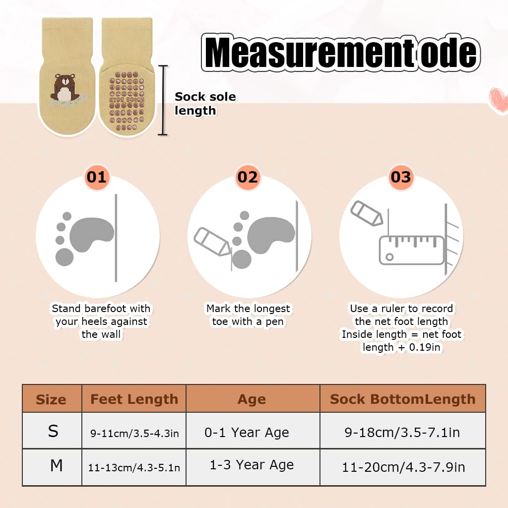 SNOWIE SOFT Baby Socks Set 5 Pairs with Anti Slip Silicone Soles for Infants 0 12 Months