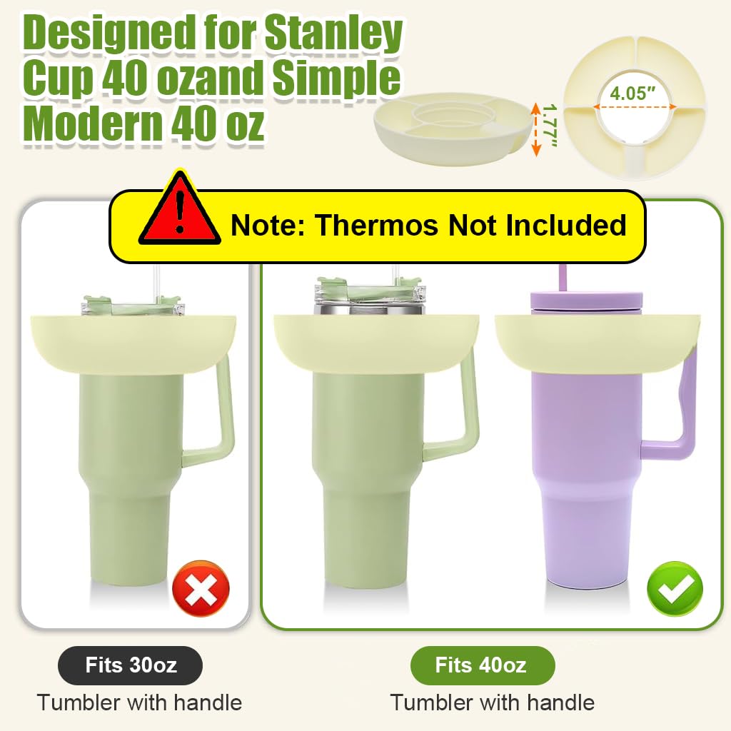 Supvox Snack Tray for 40oz Stanley Cup with 4 Grid Design and BPA Free Silicone Container