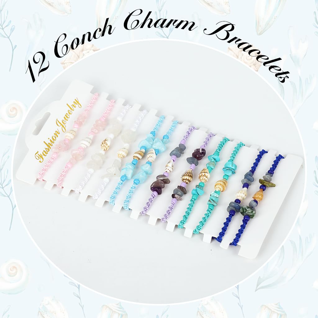 SANNIDHI Bracelets Set for Girls featuring Adjustable Braided Rope with Mini Conch Charms | 12pcs Friendship and Rakhi Gift