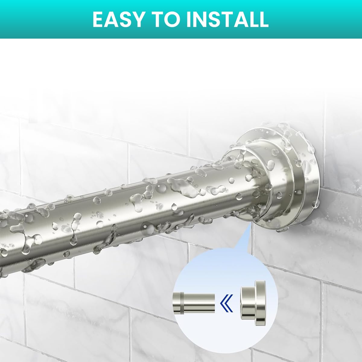 Supvox Retractable Curtain Rod for Windows and Wardrobes featuring No Drill Tension Design 85Cm to 140Cm Stainless Steel