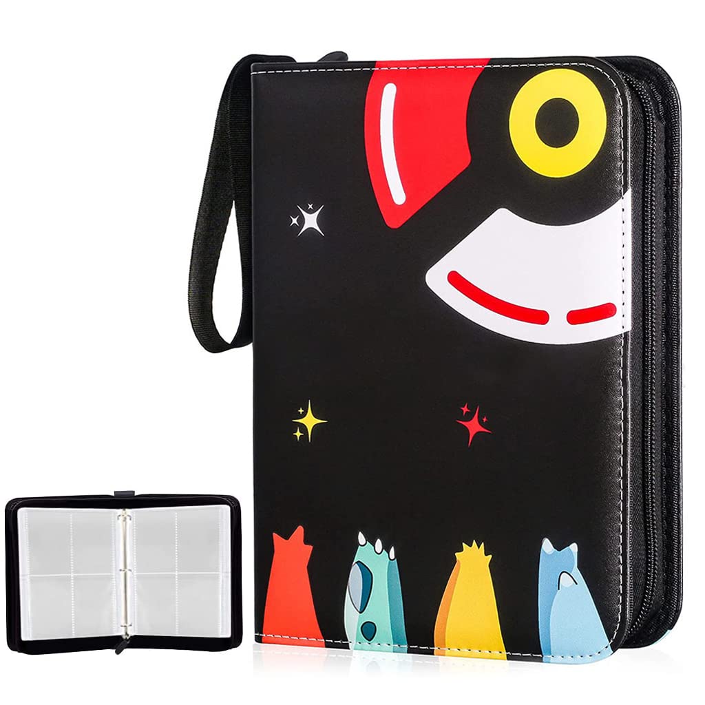 PATPAT Poke-mon Binder, Cards Collector Album Holder for 400 Poke-mon Cards Cartoon Prints Zipper Bag Trading Card Binder Poke-mon Cards Collection Bag Game Cards Case Gifts for Kids Boys Girls