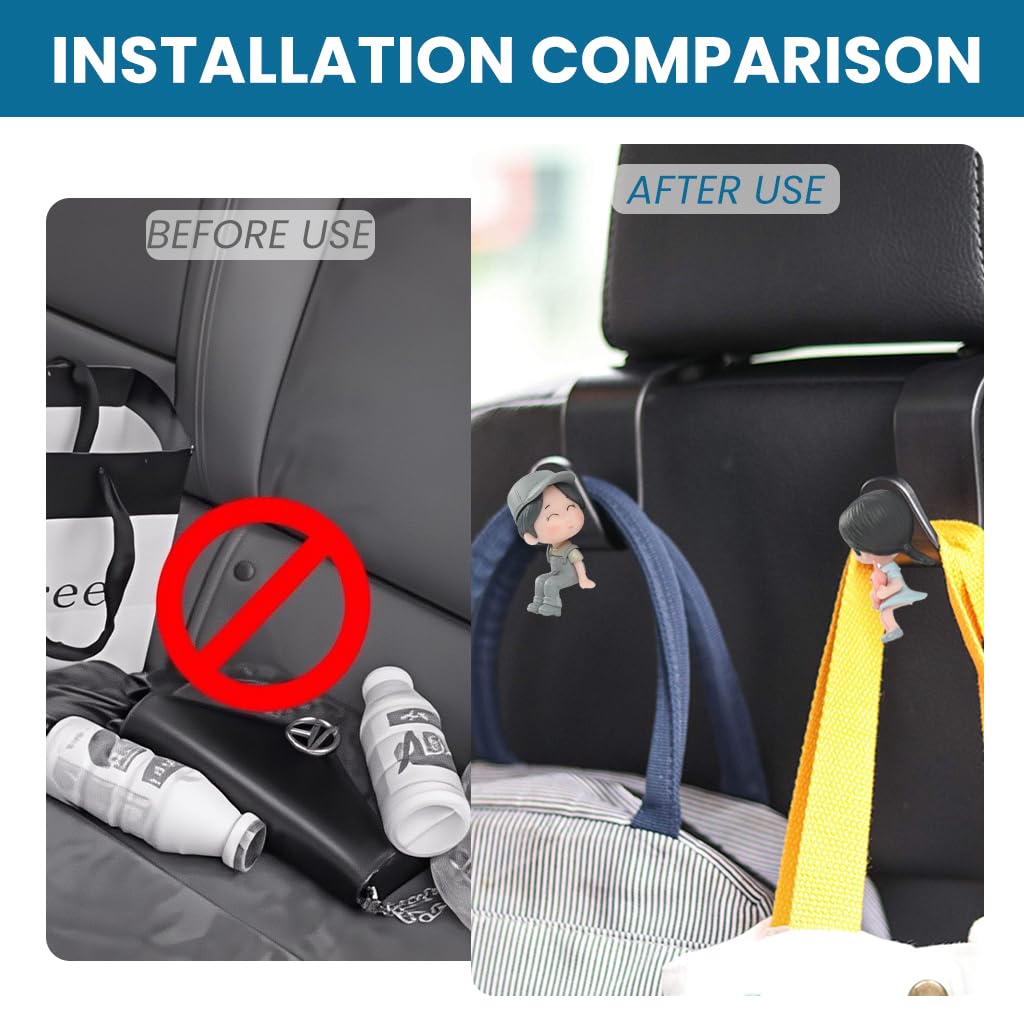 Zibuyu Car Seat Headrest Hook Hanger for Storage and Organization 2 Pcs 15x12x3cm | Universal Plastic Hooks for Most Cars and SUVs