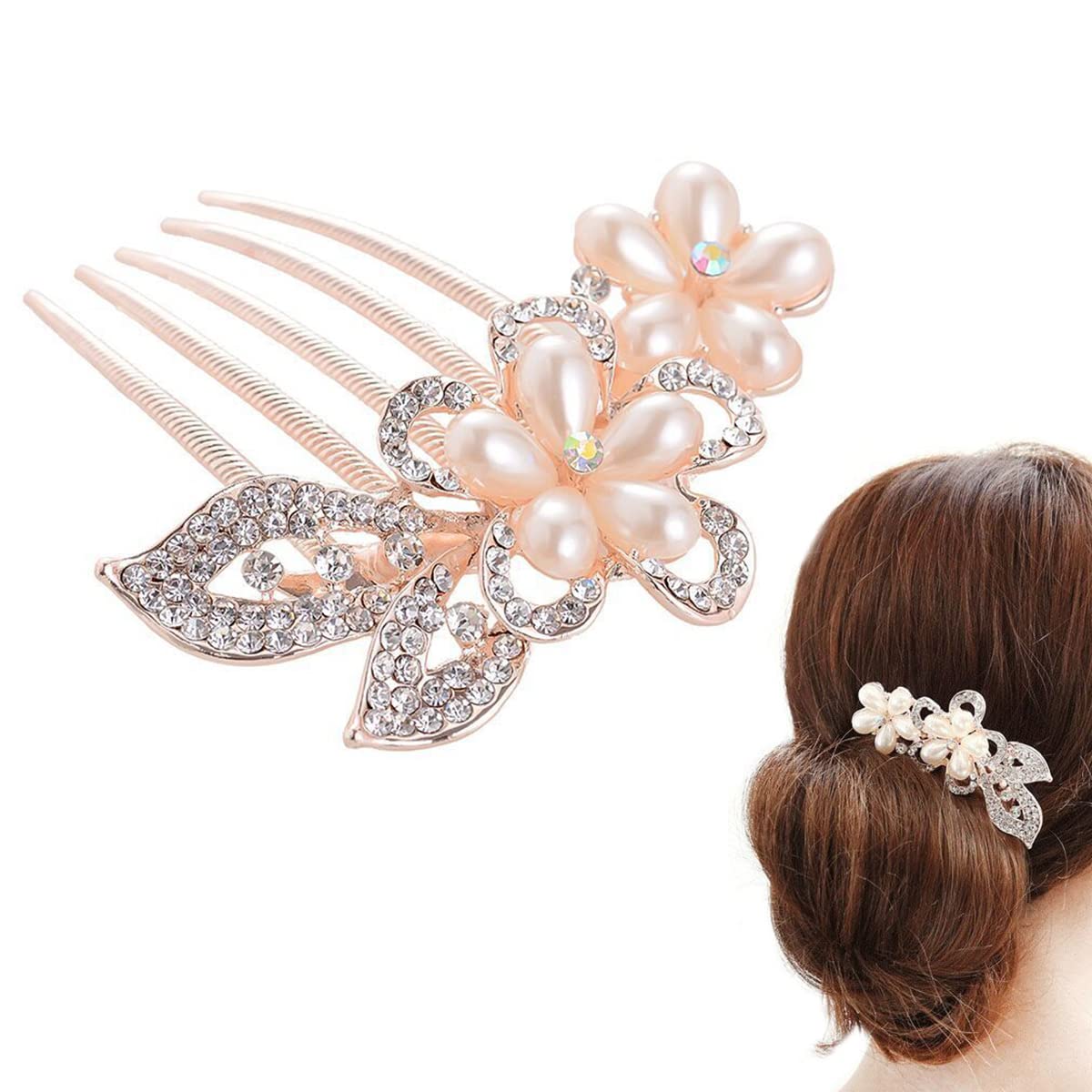 ZIBUYU Flower Pearls Hair Clips for Women Girls Party Decorative, Hair Accessories Hairpin Hair Slides Daily Birthday Gifts