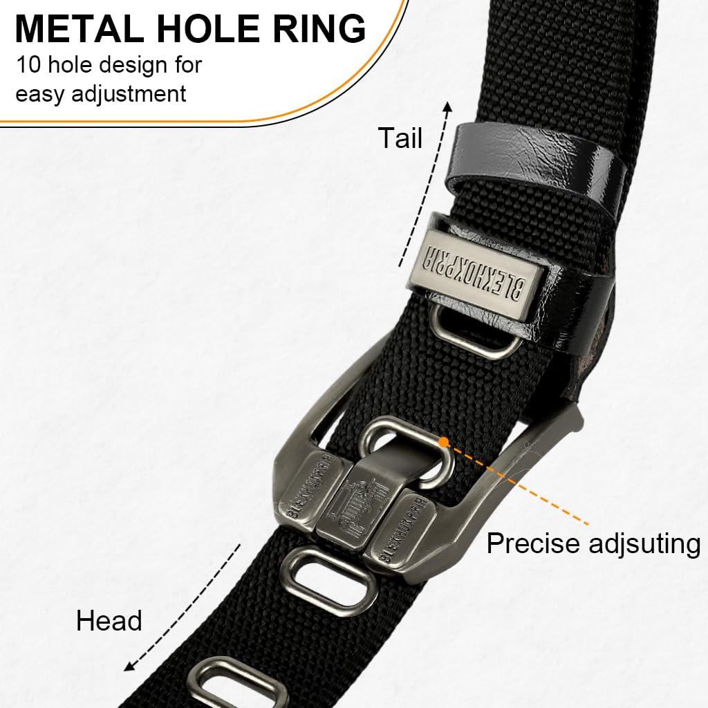 GUSTAVE Belts for Men with Pin and Tuck Closure featuring 120 cm Adjustable Nylon Strap | Black Casual Outdoor Wear