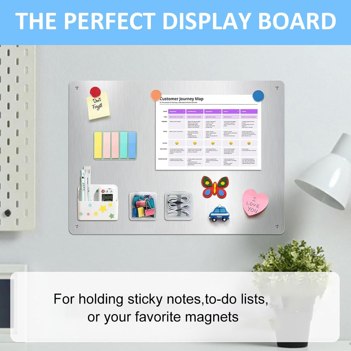 OFIFO Magnetic Board for Wall with Dual Installation and 16.9 x 11.8 in Steel Surface | Home and Office Display