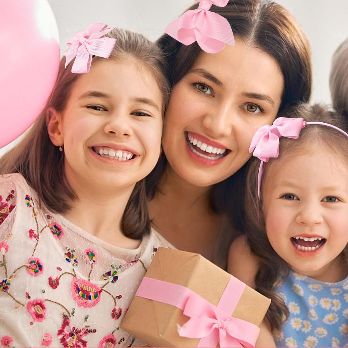 PALAY Bow Hairband 20pcs Set for Kids featuring Bowknot Clips and Pink Hair Ties | Girls Accessories