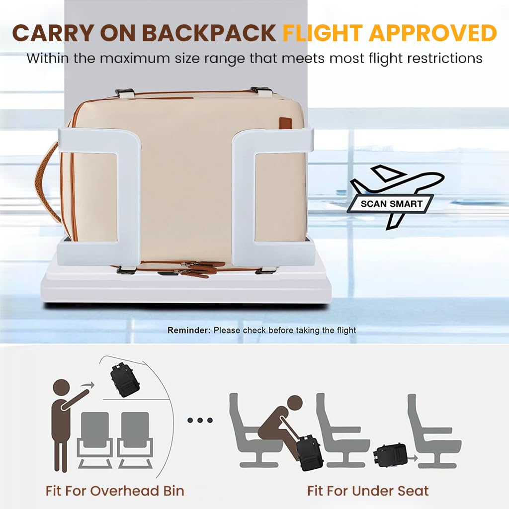PALAY® Travel Laptop Backpack, 40L Double Layer 15.6 Inch Travel Laptop Backpack Fashion Beige Laptop Backpack Safe Anti-Theft Waterproof Oxford Cloth Laptop Backpack Travel Backpack with Shoe Bag