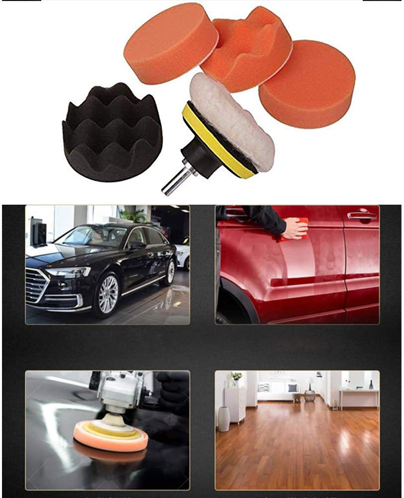 STHIRA Car Polish Kit for Auto Polishing and Waxing with M10 Drill Adapter | 5 Pcs Foam and Wool Pads