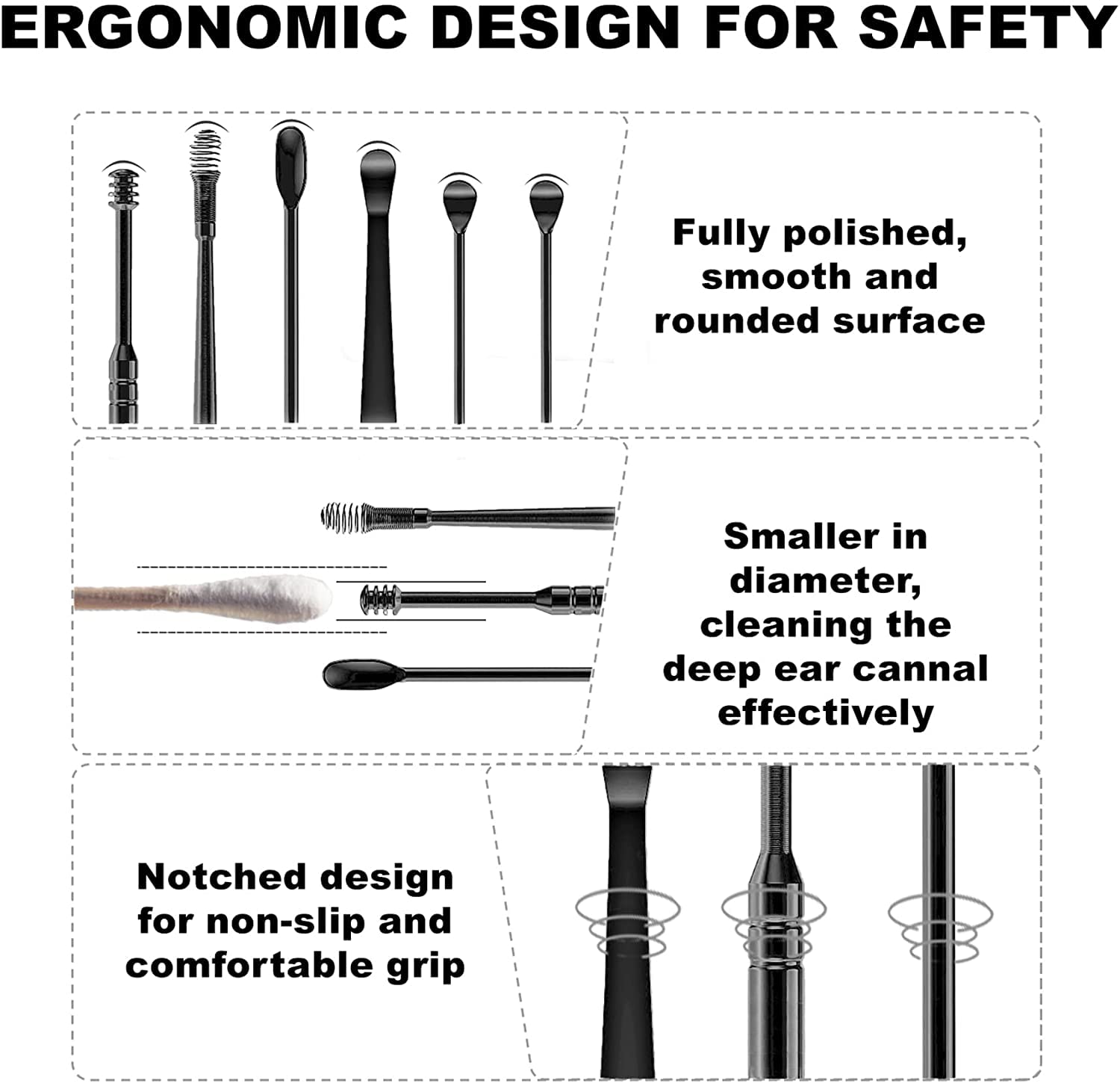 MAYCREATE Ear Cleaner Kit with 7 Pcs Double Head Tools and Stainless Steel Design | Portable Box