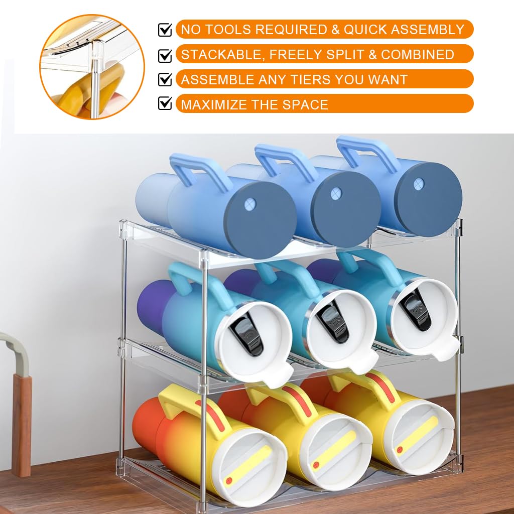 Supvox Tumbler Cup Holder Organizer Rack for Countertop featuring Three Tier Design | Holds up to 9 Cups and Fits Stanley 20–40oz