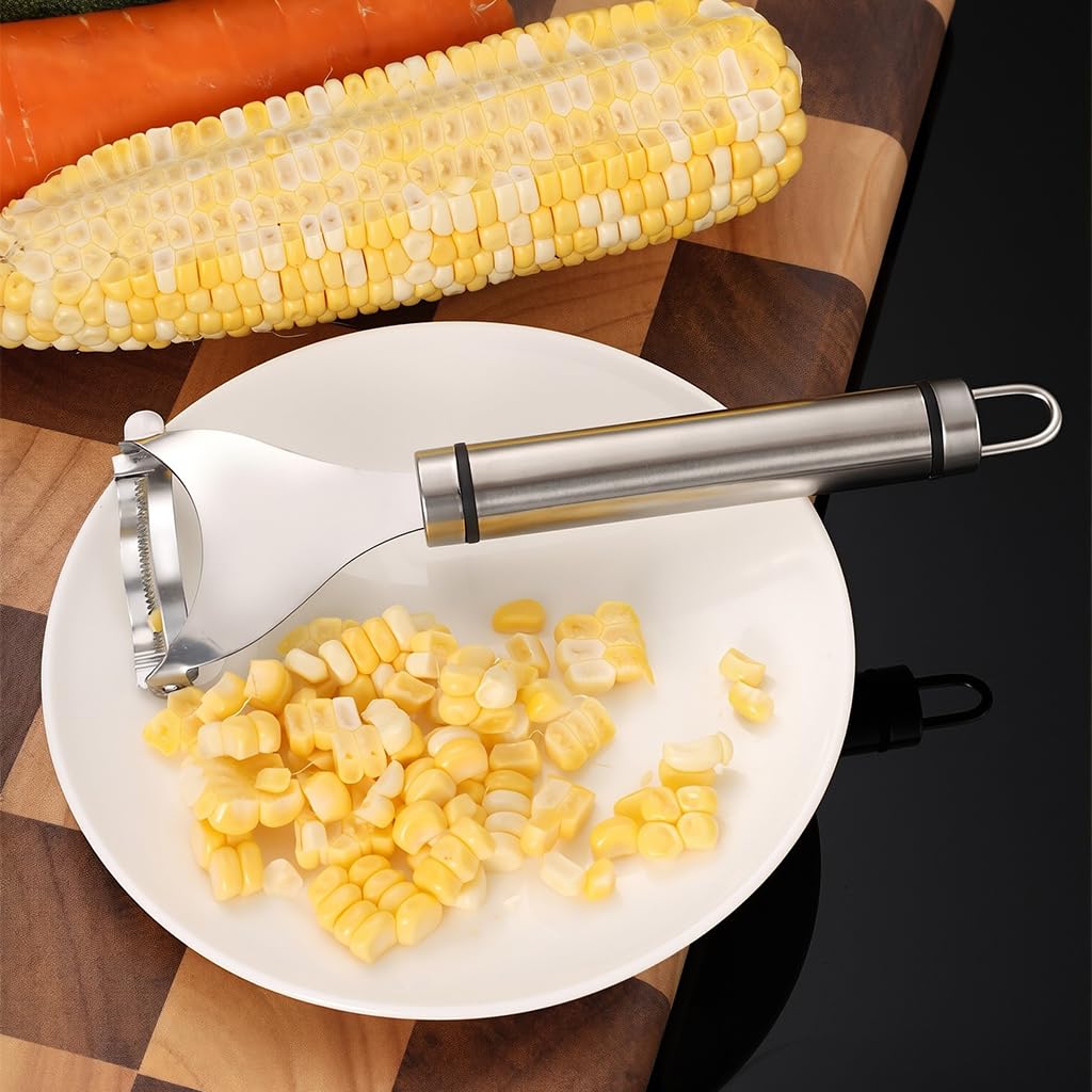 ZIBUYU Corn Peeler for Fresh Corn Dishes with Serrated Blade & Ergonomic Handle | Dishwasher Safe Stainless Steel Tool