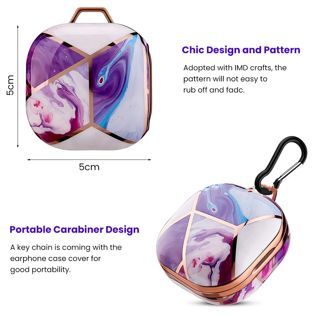 Zeitel Samsung Galaxy Buds Case Cover with Two Piece Design and Chrome PC Protection | Includes Key Ring for Travel