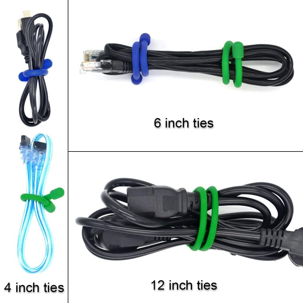 ZORBES Silicone Cable Tie Set for Home and Office with Twist Lock Design | 9 Pcs 4in 6in 12in Reusable Straps