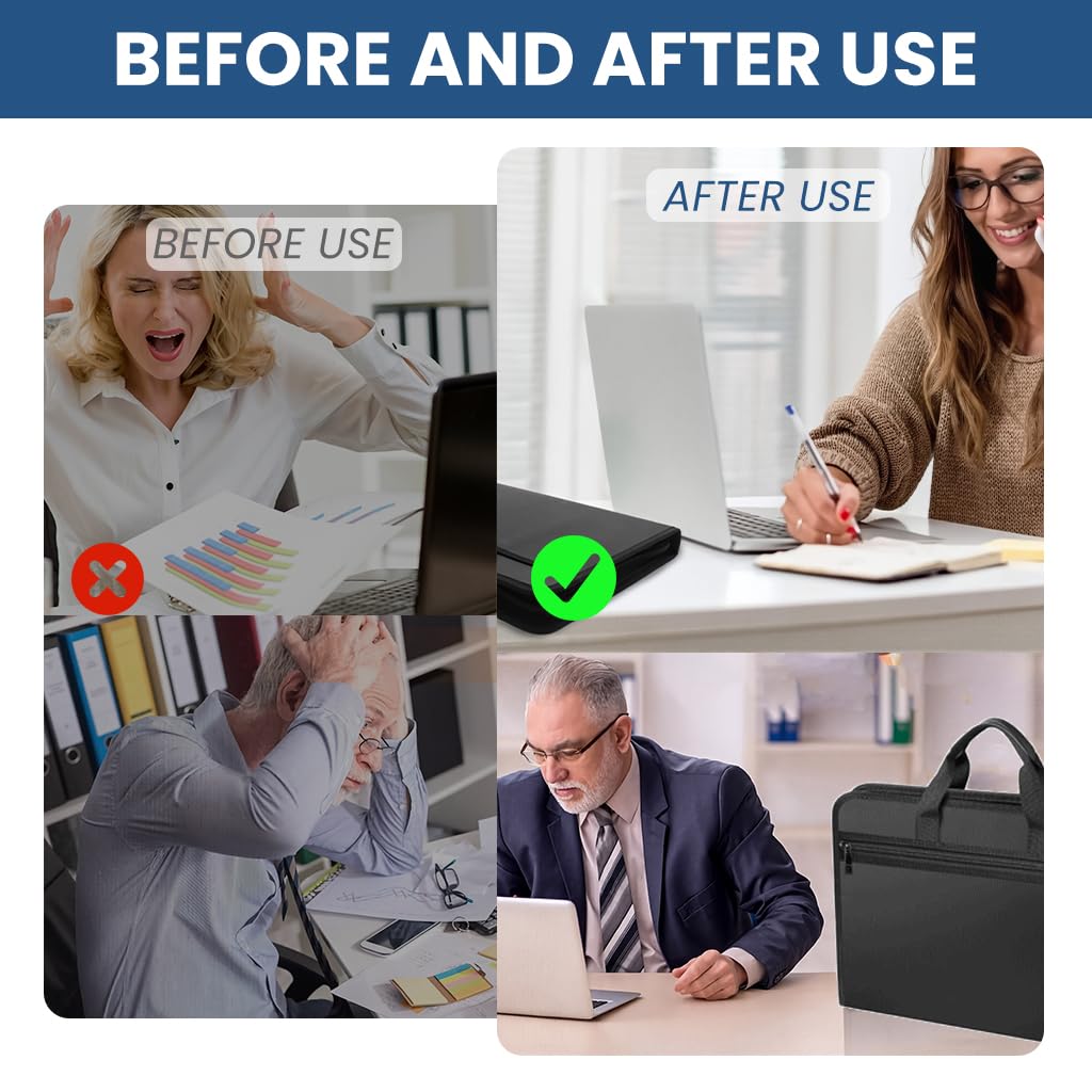 OFIFO Fireproof Waterproof Document Organizer for Papers with Multi Compartments | 14.3x2x10.6 in Silicone-Coated Bag