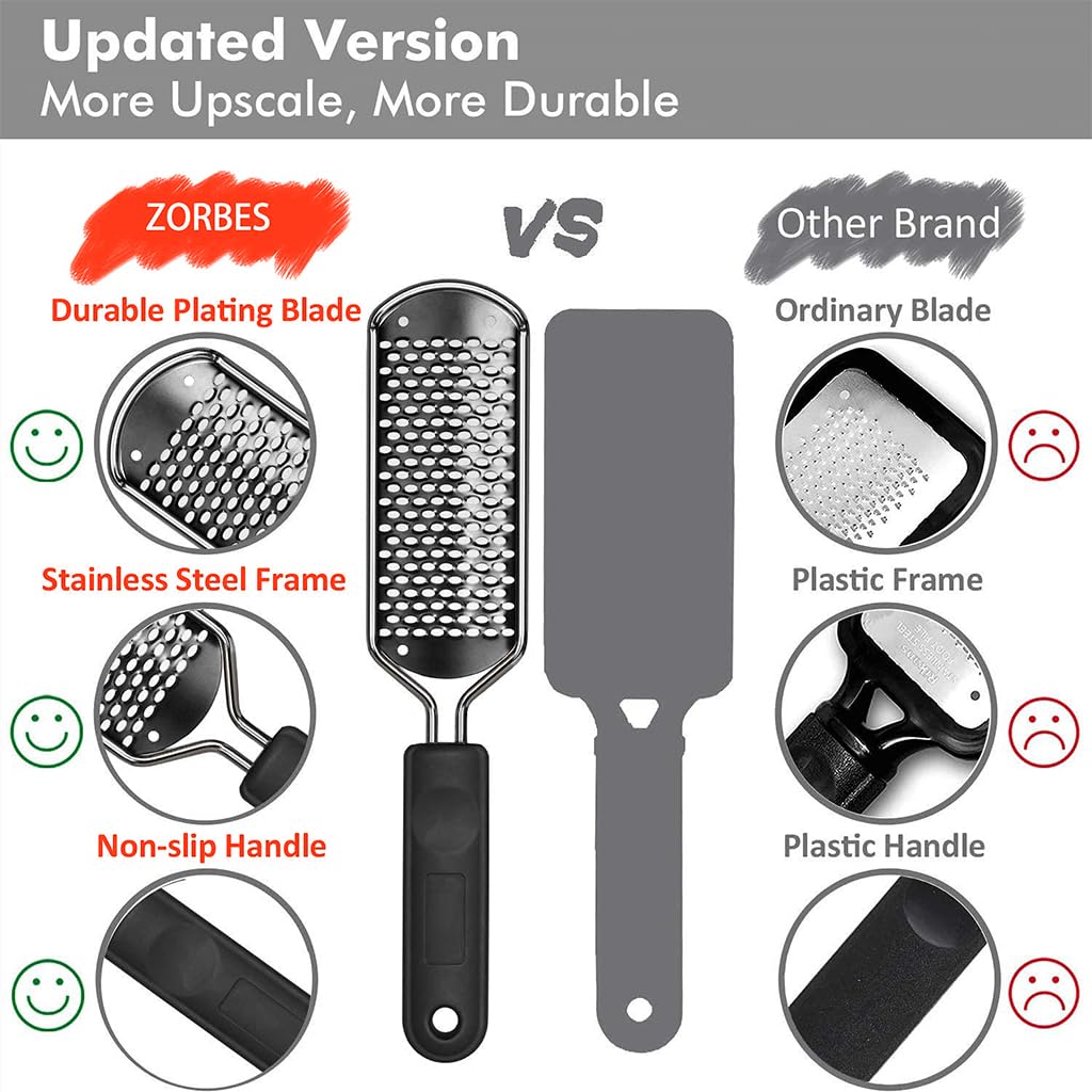 ZORBES Stainless Steel Callus Remover for Wet and Dry Feet with Rasp Filer Blade | 2PCS