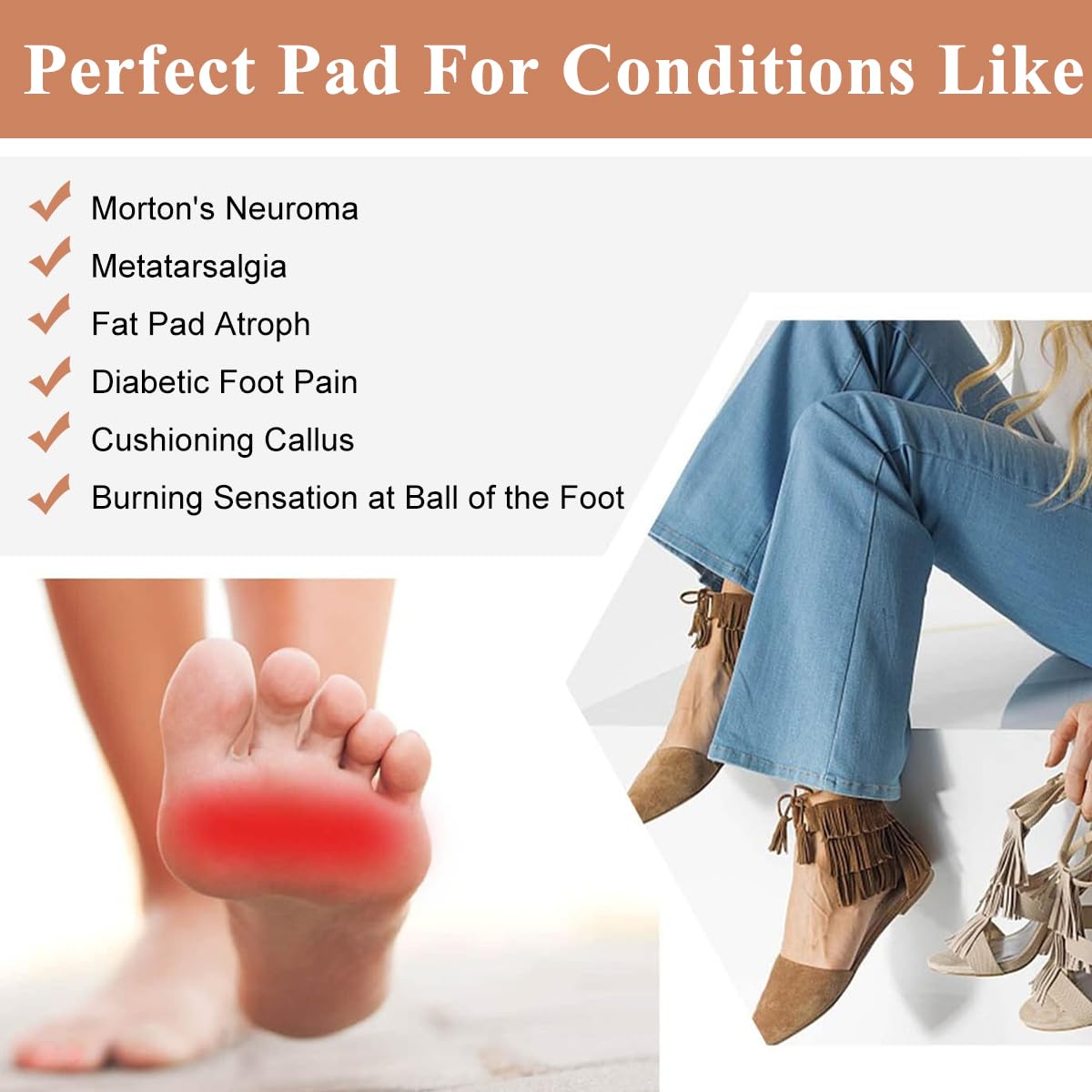 MAYCREATE® 3 Pairs Wool Felt Ball of Foot Cushion Shoe Insoles, Foot Pads for Dancer Sesamoiditis Pads, Self-Adhesive Foot Cushion Pads for Men Women Dancing Pain Relief