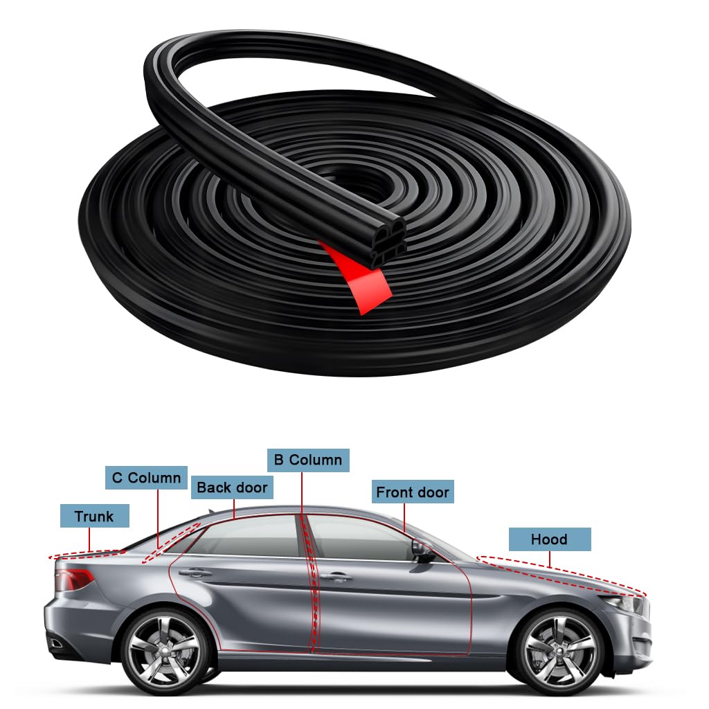 STHIRA Car Door Seal Strip for SUV Van and Pickup featuring 52.5Ft Cuttable Rubber Trim | Triple Layer Soundproof Weatherproof Design