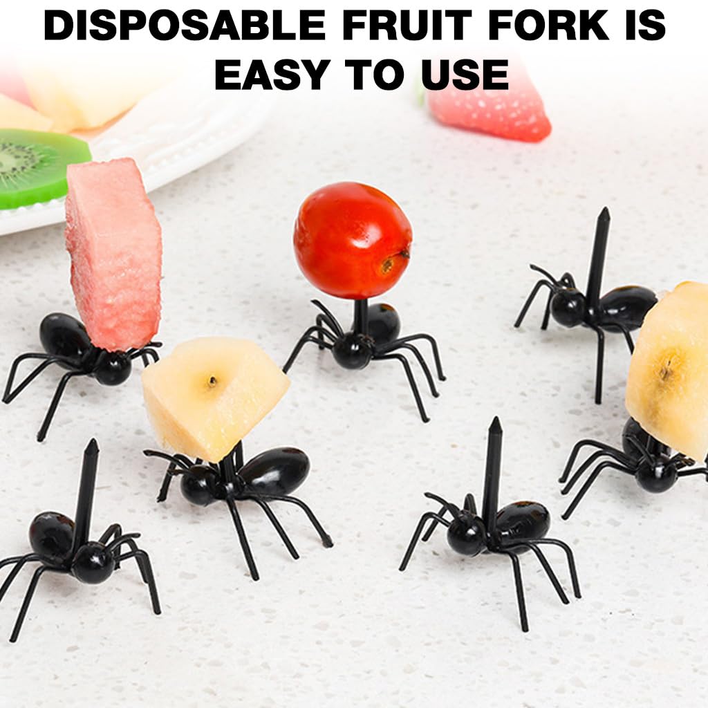Supvox Fruit Forks for Snacks and Desserts featuring 24pcs Ant Shaped Reusable Picks | Fun Party Tableware