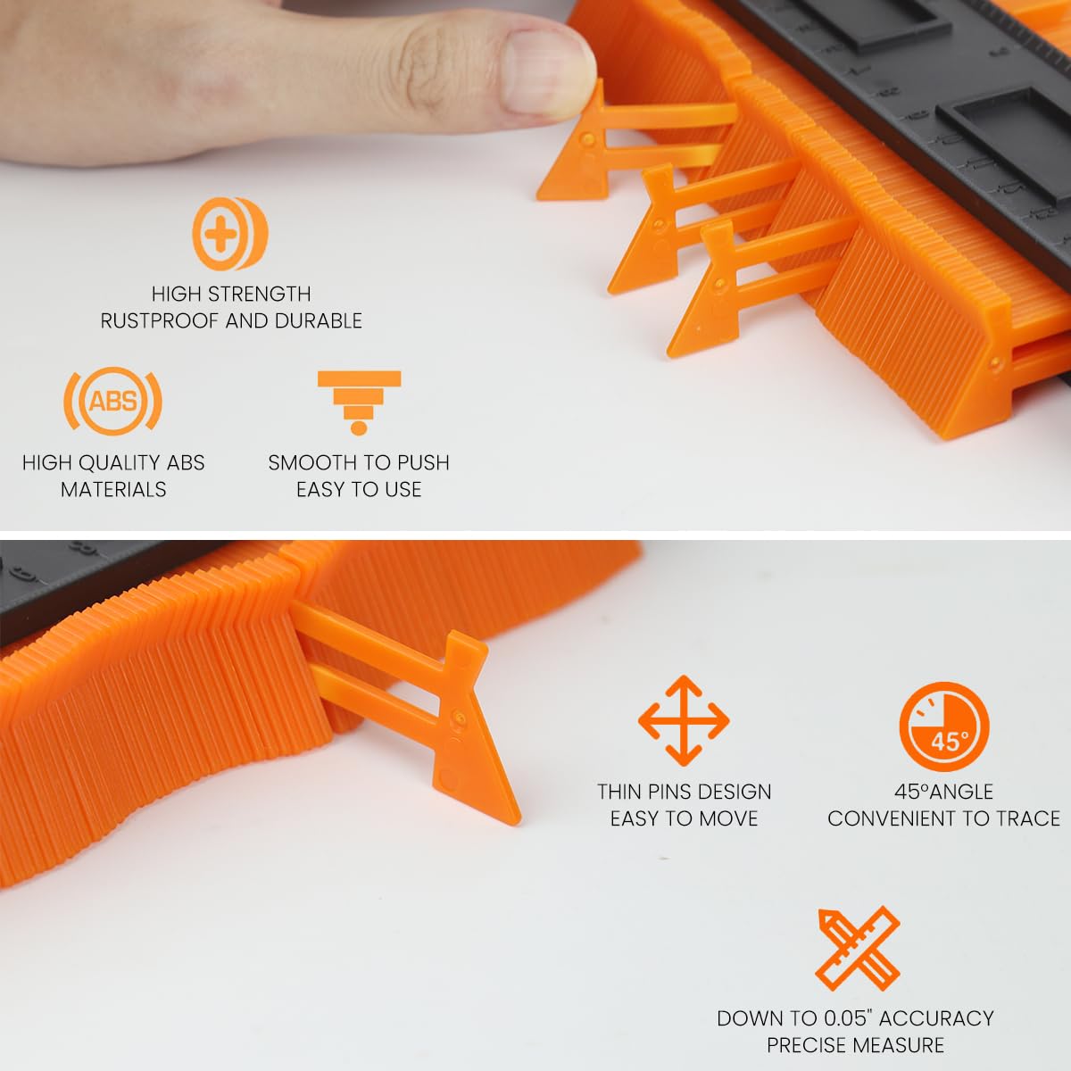 Serplex Contour Gauge for Flooring and Woodworking with 10 in Dual-Sided Scales | Metal Lock
