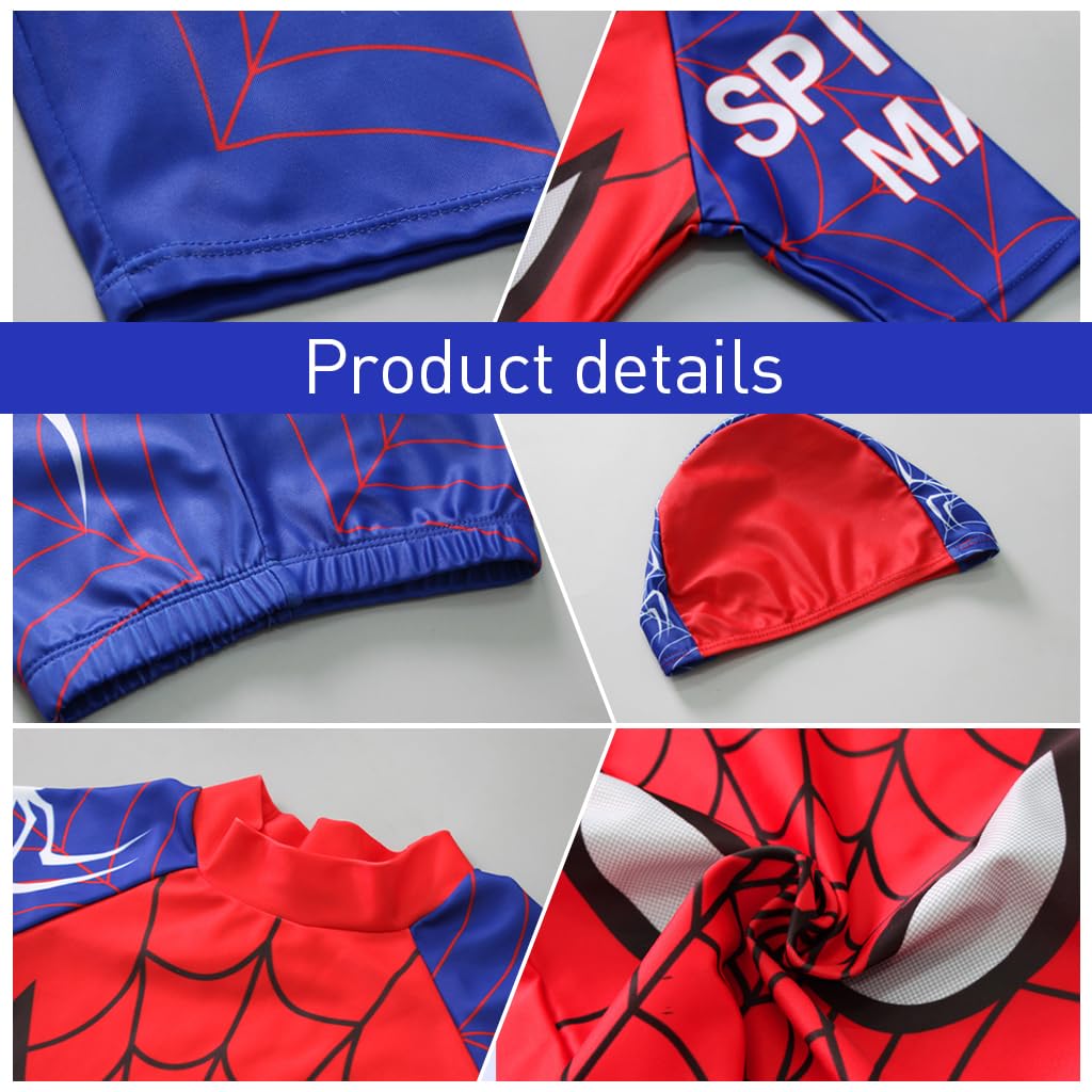 PATPAT Swimming Costume for Boys with UPF 50 Sun Protection and Spiderman Print Set | Quick-Dry Polyester for Kids 7-10 Years