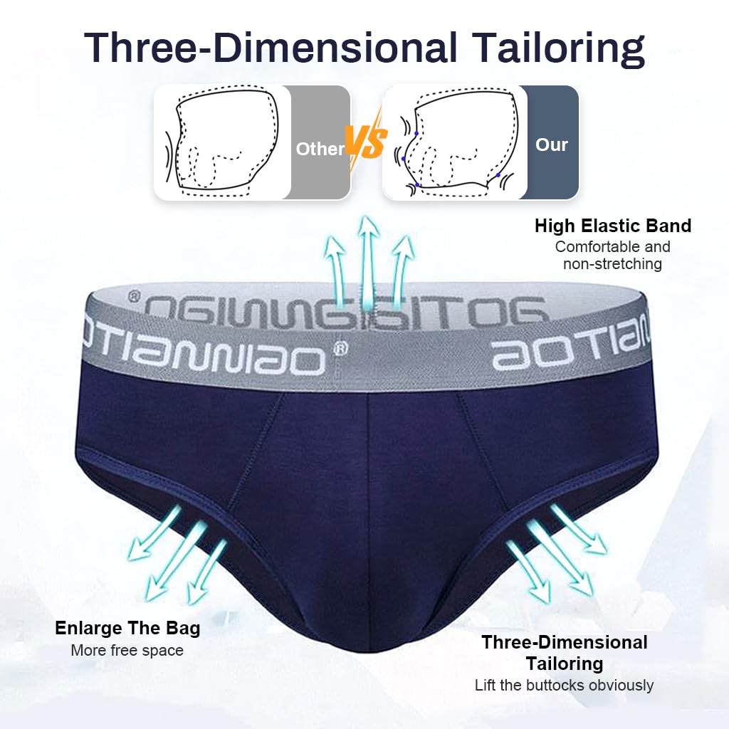 Zibuyu Men's Underwear Briefs for Everyday Comfort featuring Seamless Design | 3 Pack 2XL 35-39 Inch Waist