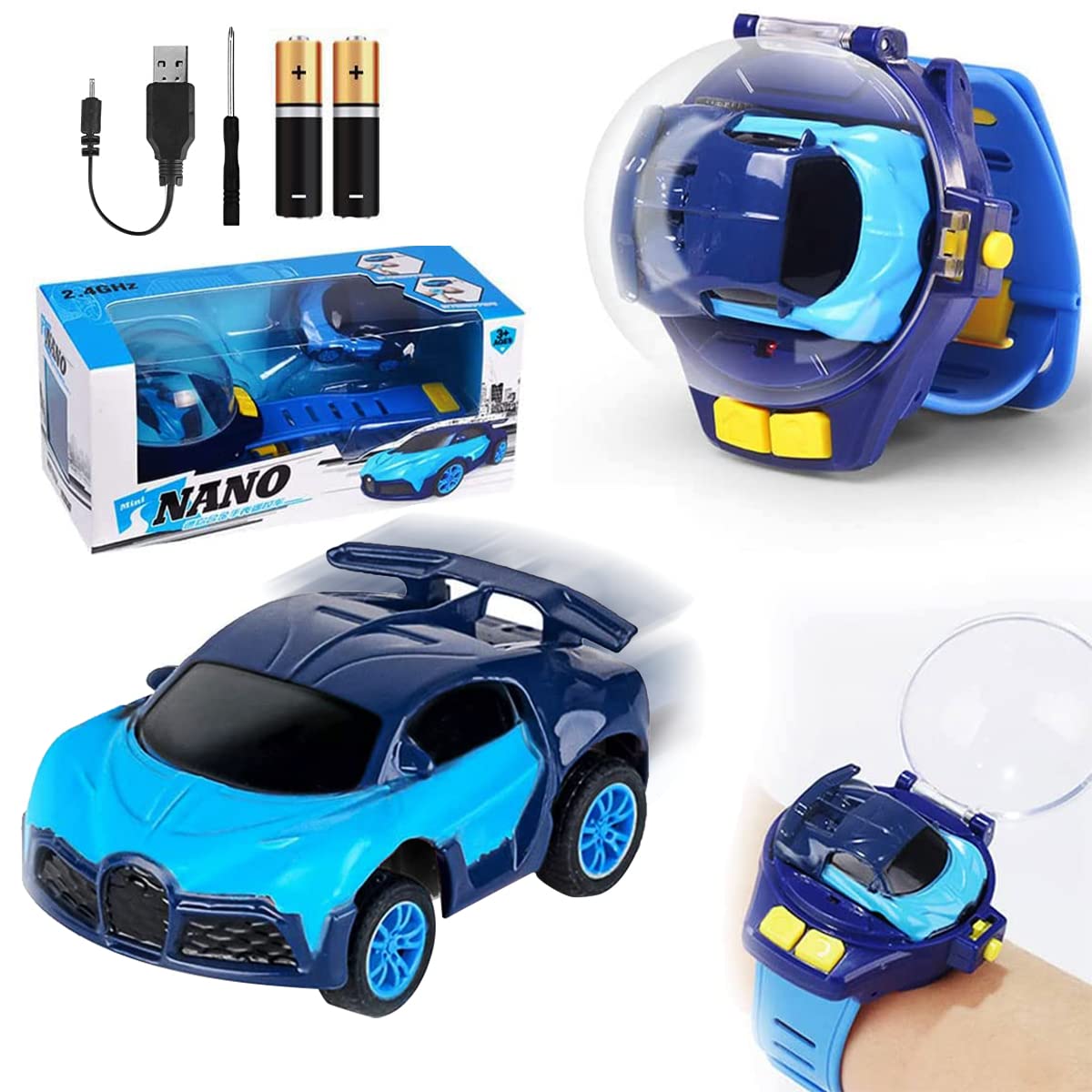 PATPAT® New Mini Remote Control Car Watch Toy for Kids Remote Control Car Toy on Wrist USB Rechargable Racing Car Wrist Watch Toy Gift Remote Control Car Toy for Kid Birthday Gift Christmas Gift