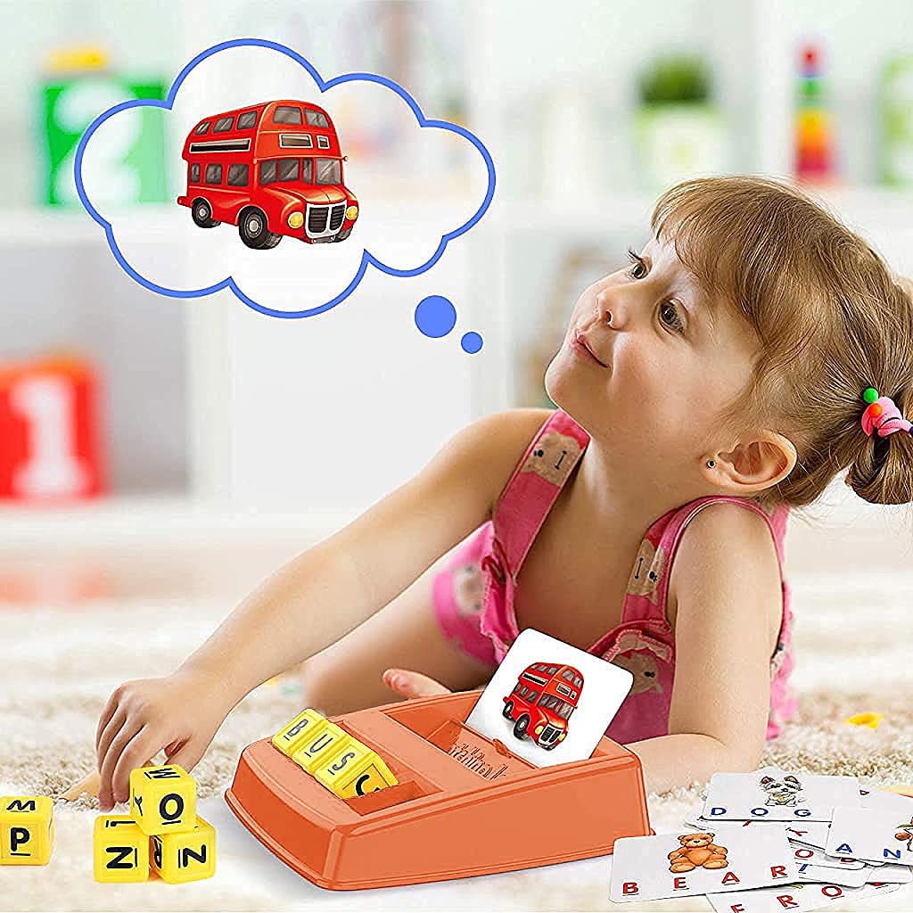 PATPAT Spelling Games for Kids with 30 Flash Cards and 12 Letter Cubes | CPC Certified Learning Toy