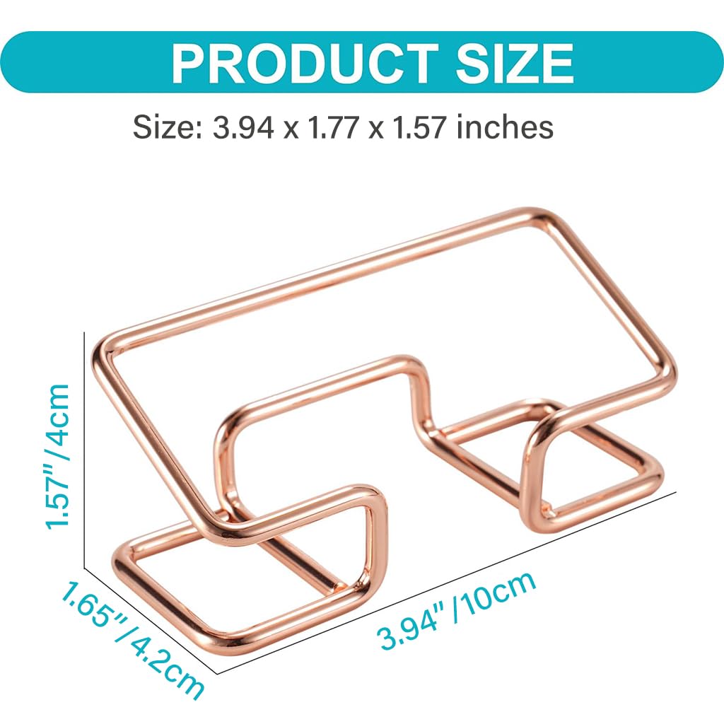 Climberty Business Card Holder for Desk with Tilting Display and 100pcs Capacity | Rose Gold Metal Organizer