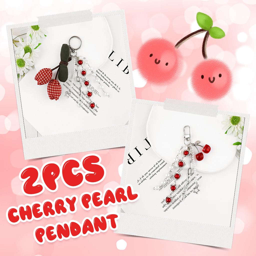 ZORBES Phone Charms for Girls featuring Red Cherry Design and Metal Buckle | 2Pcs Set