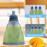 SNOWIE SOFT® 2Pcs Silicone Breast Milk Storage Pouch Set Baby Pouches Reusable Breast Milk Storage Bags with 3 Replaceable Tips Food-Grade Baby Food Storage for Milk, Juice, Puree, Water(300ml+180ml)