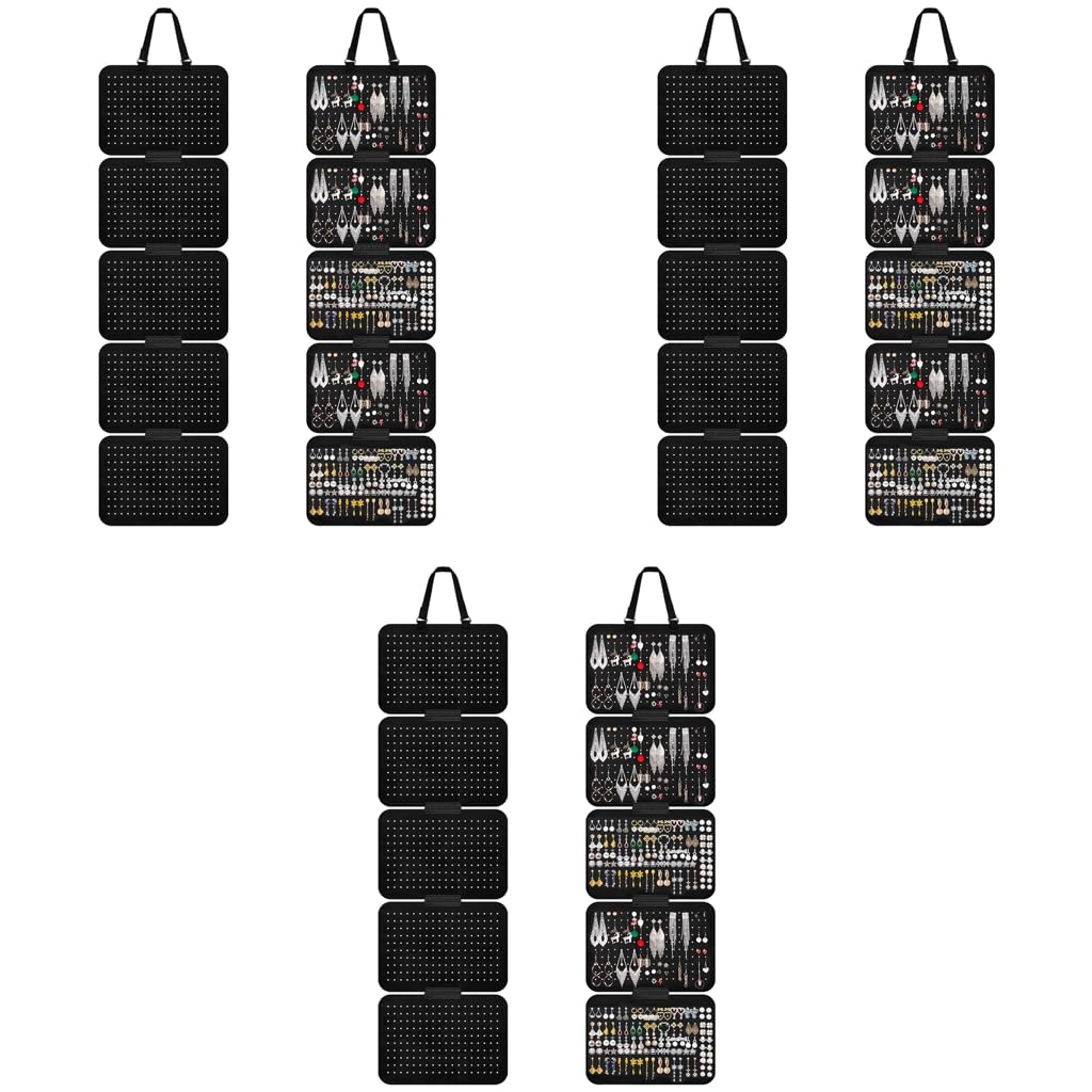 HASTHIP Earring Organizer for Storage and Display with 5 Detachable Boards and 850 Holes | Black Felt Wall Mount Holder