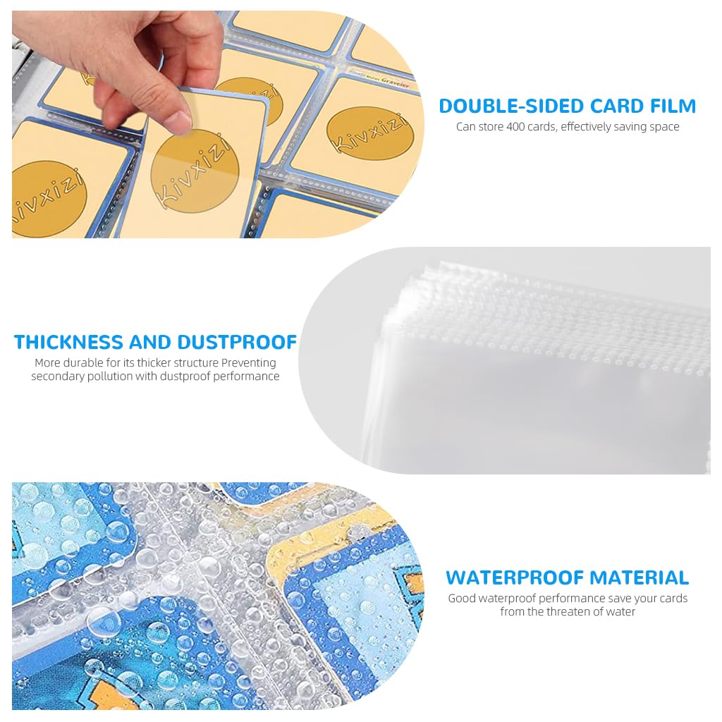 PATPAT Trading Card Binder for Game Cards with 400 Slots and 50 Sleeves | Waterproof PU Cover