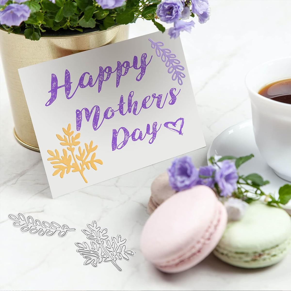 HASTHIP Leaf Metal Die Cuts for Scrapbooking and Card Making featuring 8pcs Stencil Set | Reusable Metal Templates for DIY Crafts