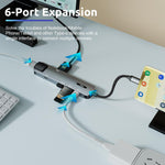 Verilux® USB C Hub with Ethernet 6 in 1 USB Type C Hub with 4K HDMI Converter, PD 100W Charging Port, Multi USB Port for Laptop with USB Hub 3.0 and 2.0 for MacBook Air M1 Pro, iPhone 15 Max Pro Plus
