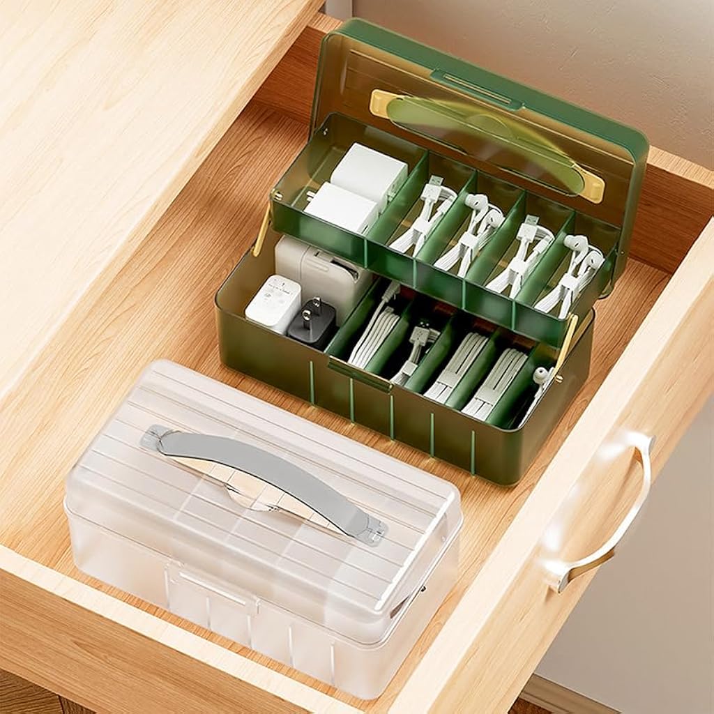 HASTHIP® Multi-function Desktop Double Layer Box for Home, Office, Drawer Organizing, Desk Accessories-White