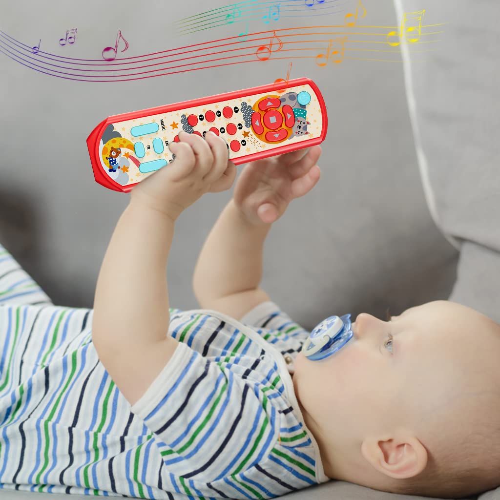 ZIBUYU Musical Light Toy Remote Control for Toddlers with 3 Languages | Pink ABS Educational Sensory Toy