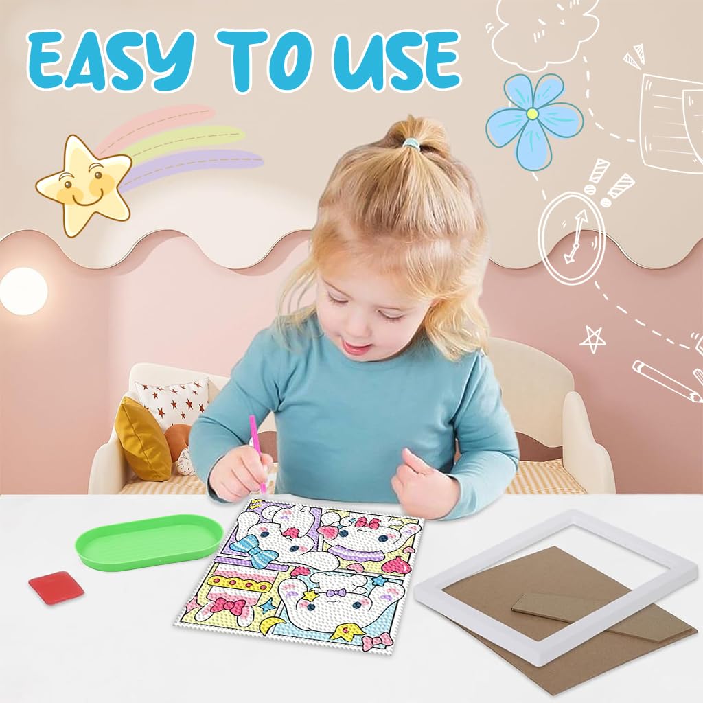 PATPAT DIY Diamond Art Kit for Kids 7 inches featuring Cinnamoroll with Wooden Frame | Fun Desk Craft Gift