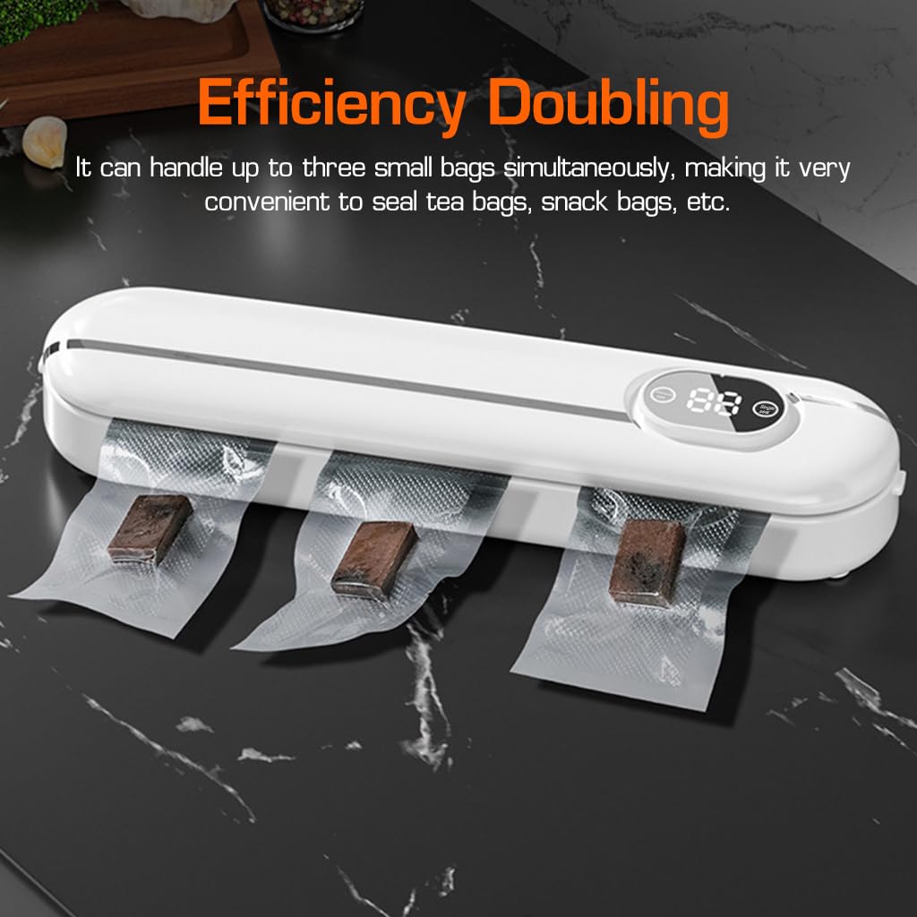 Supvox Vacuum Sealer Machine for Food with 10 Bags featuring 28 cm Sealing Width & Dry and Moist Modes | Full Automatic Kitchen Food Preserver