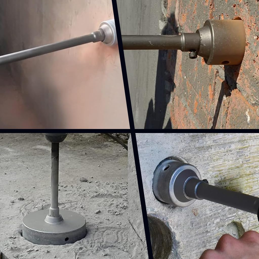 Serplex Concrete Hole Saw Set for Brick and Stone with SDS Plus Adapter | 30 40 50mm Carbide Core Drill Bits