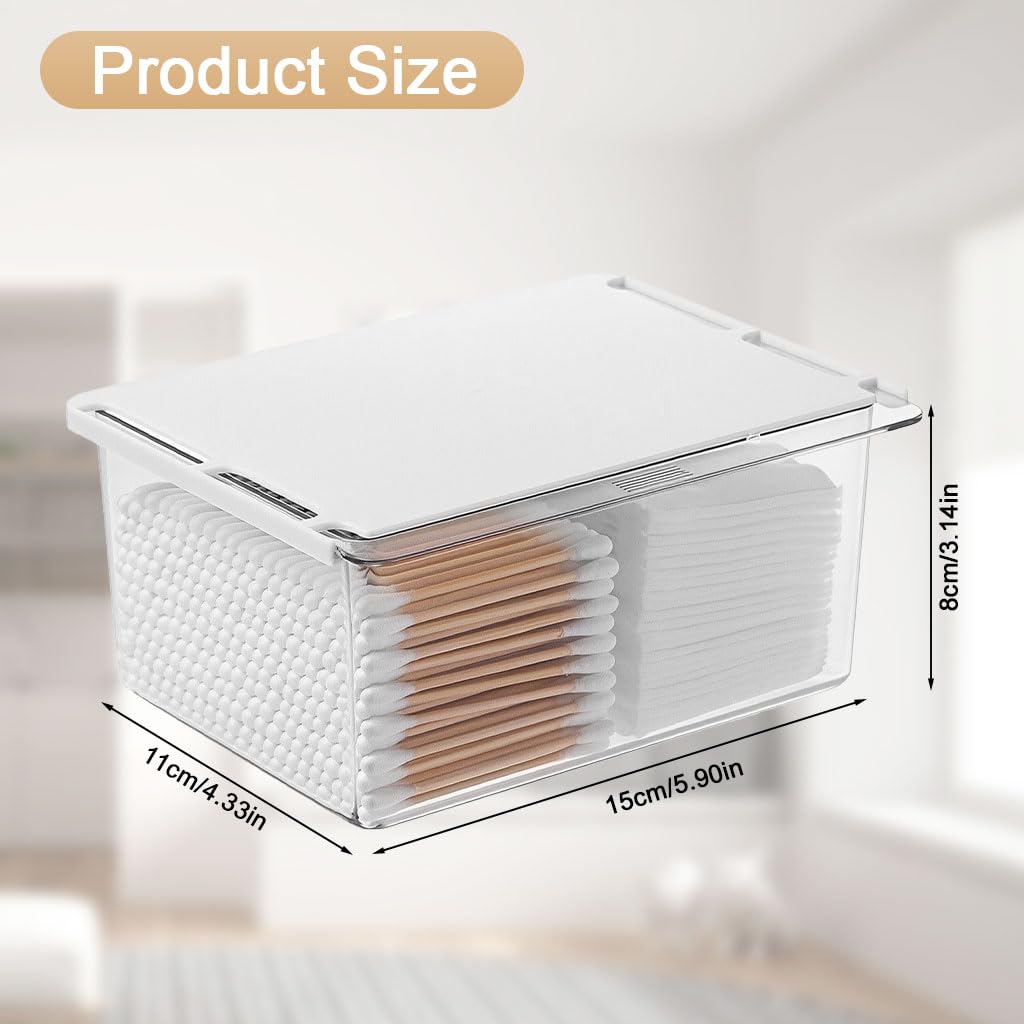 HASTHIP Under Desk Drawer Organizer for Bathroom and Office with No Drill Adhesive | Transparent 3.14 x 4.7 x 3.14 in Pull Out Storage Box