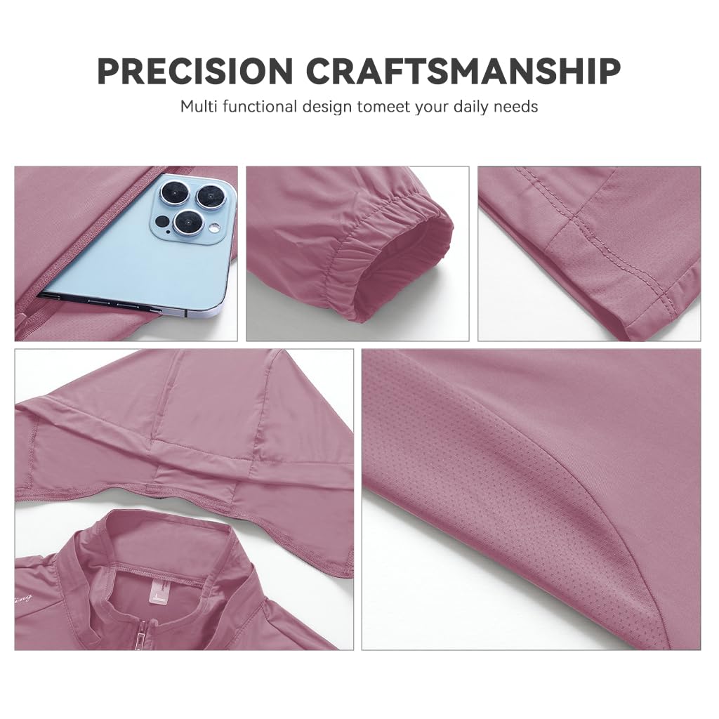 Venzina Sun Jacket for Women with UPF 50+ UV Protection and Removable Hat | Quick-Dry Nylon Pink XXL