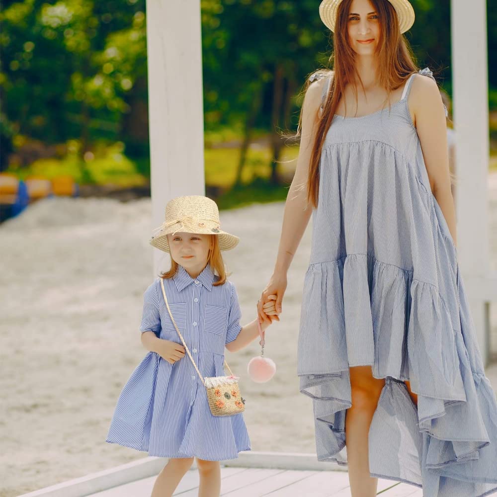 GUSTAVE Straw Hats for Travel and Beach with 19-20.5 in Head Size | Natural Straw & Floral Design for Girls 4-6 Years