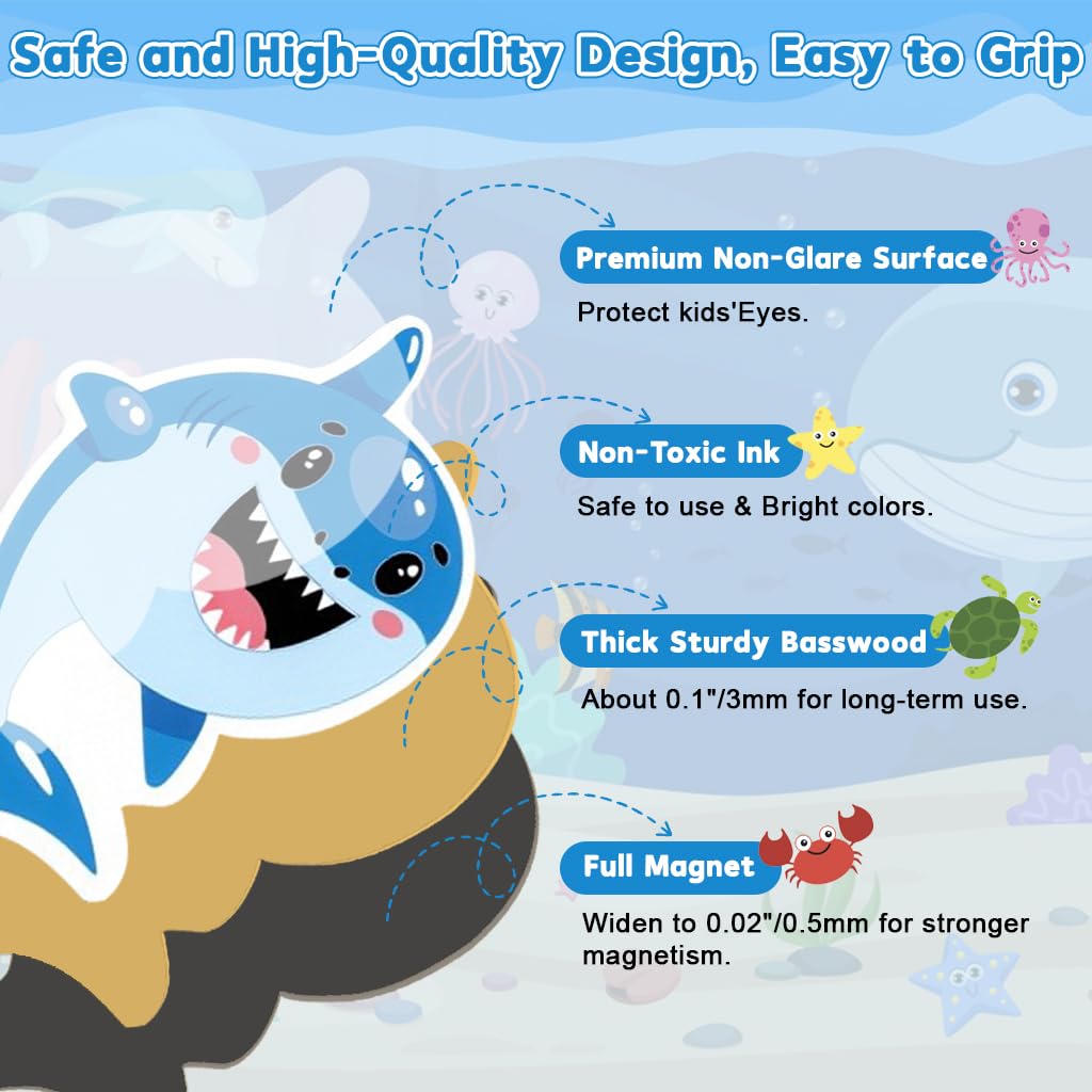 SNOWIE SOFT Cartoon Ocean Animal Fridge Magnets 48pcs for Refrigerator and Classroom Décor