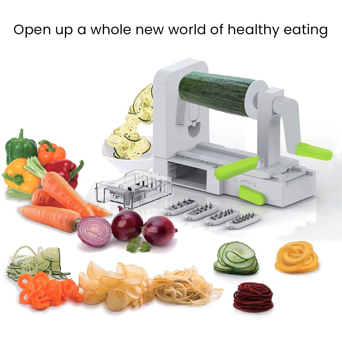 HASTHIP Vegetable Slicer for Kitchen with 5 Blades and Stable Suction Cup | Easy Storage