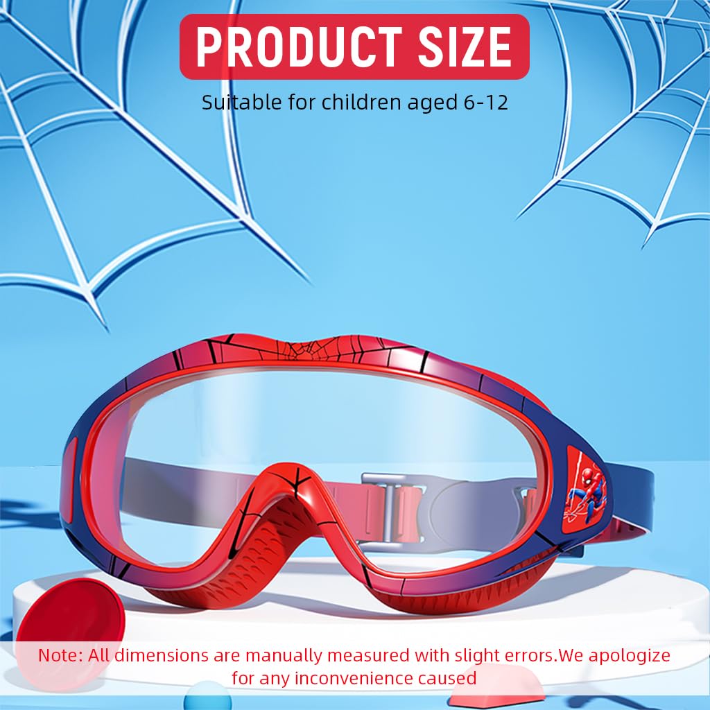 PROBEROS Swimming Goggles for Kids 6–12 with Integrated Earplugs and UV400 Protection | Red
