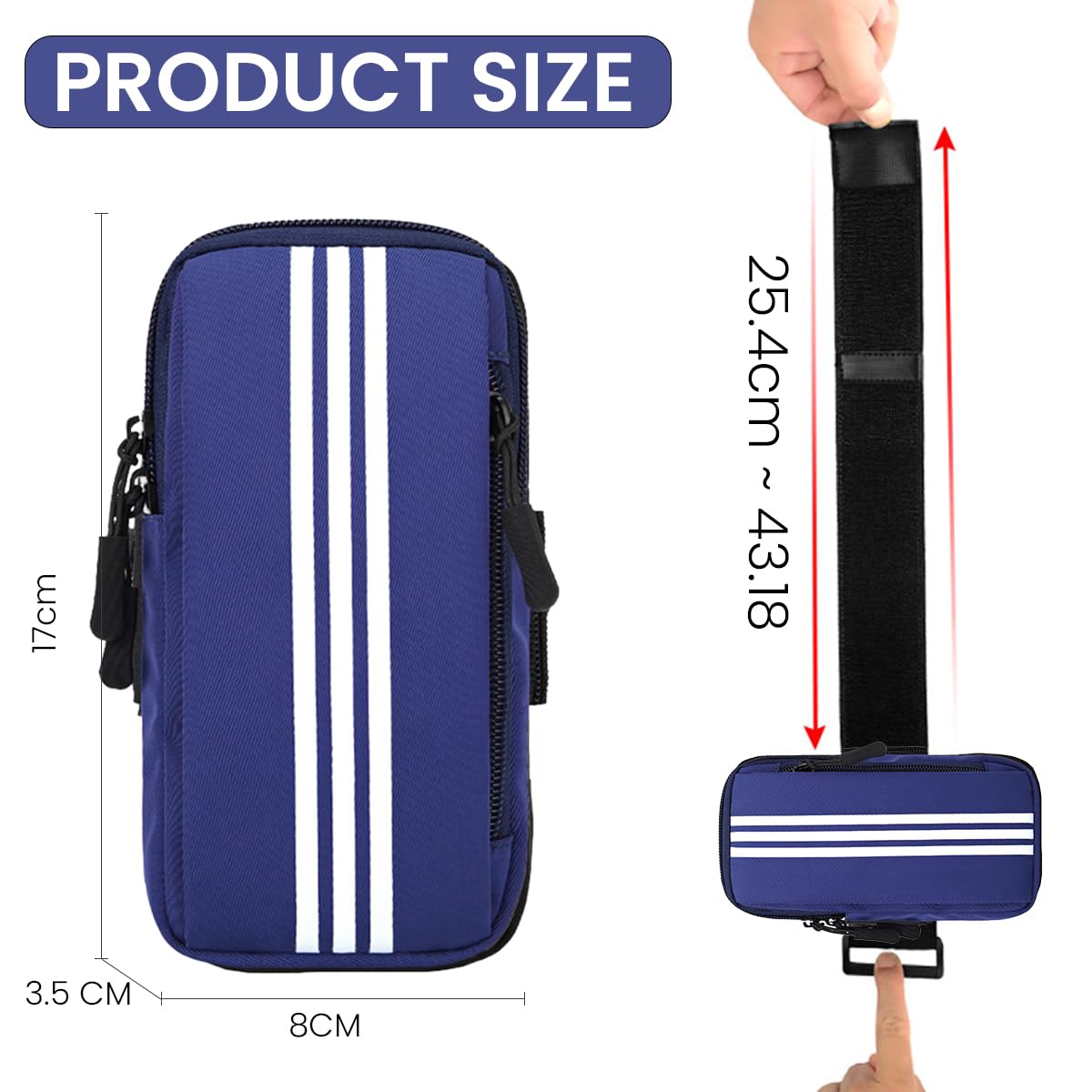 Optifit Waterproof Phone Armband for Running with Adjustable Strap and Zipper Pocket 2PCS