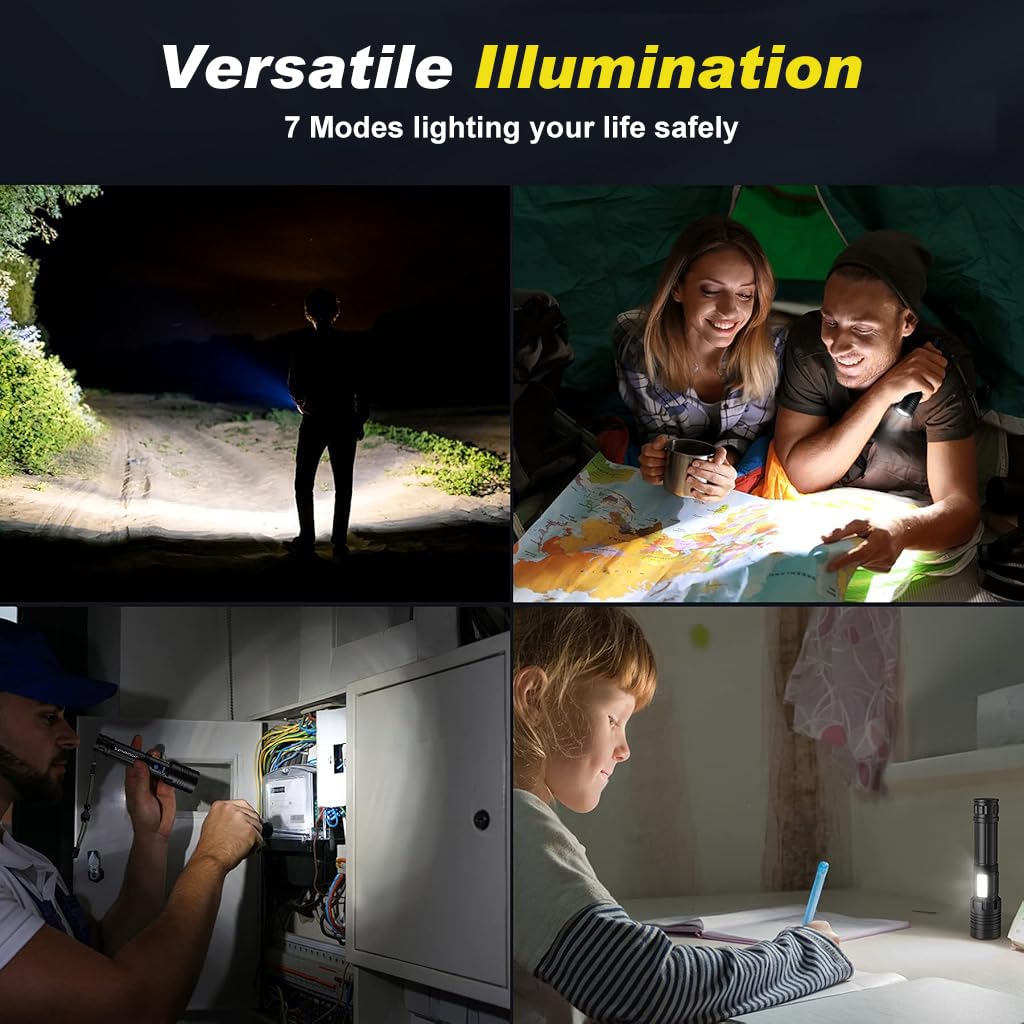 ELEPHANTBOAT LED Flashlight for Camping and Emergencies with Dual Light Source and 5000mAh Power Bank | IPX4 Waterproof Aluminum Torch