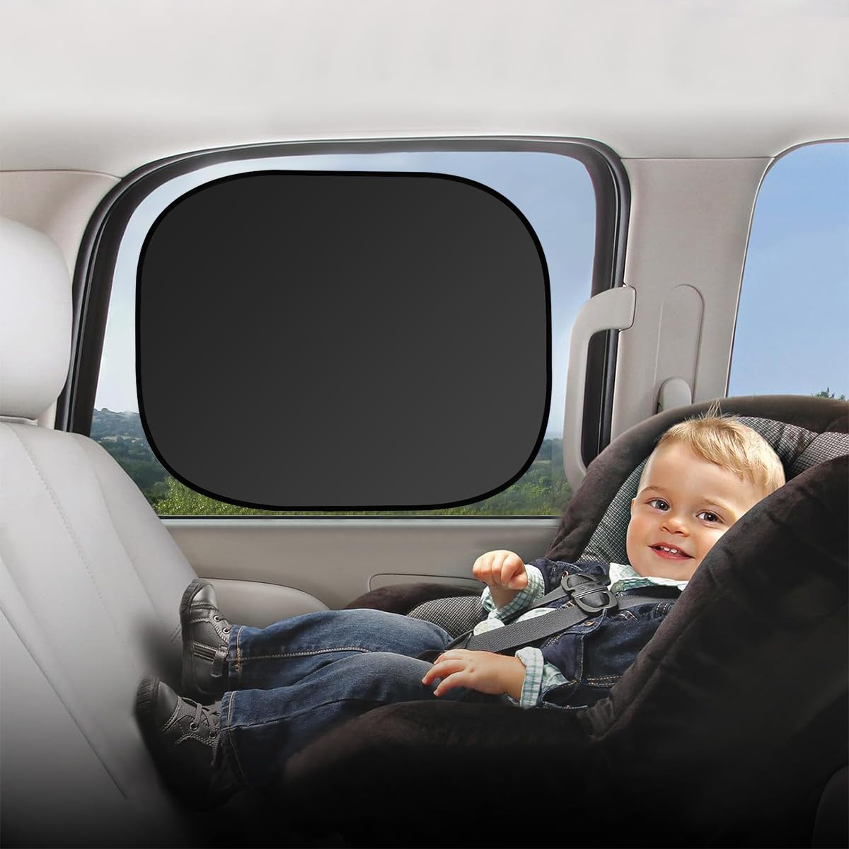 STHIRA Car Window Sun Shade Protector for UV Protection with Suction Cups | 4Pcs 45×37CM Dual-Sided Mesh and Titanium Silver Cloth