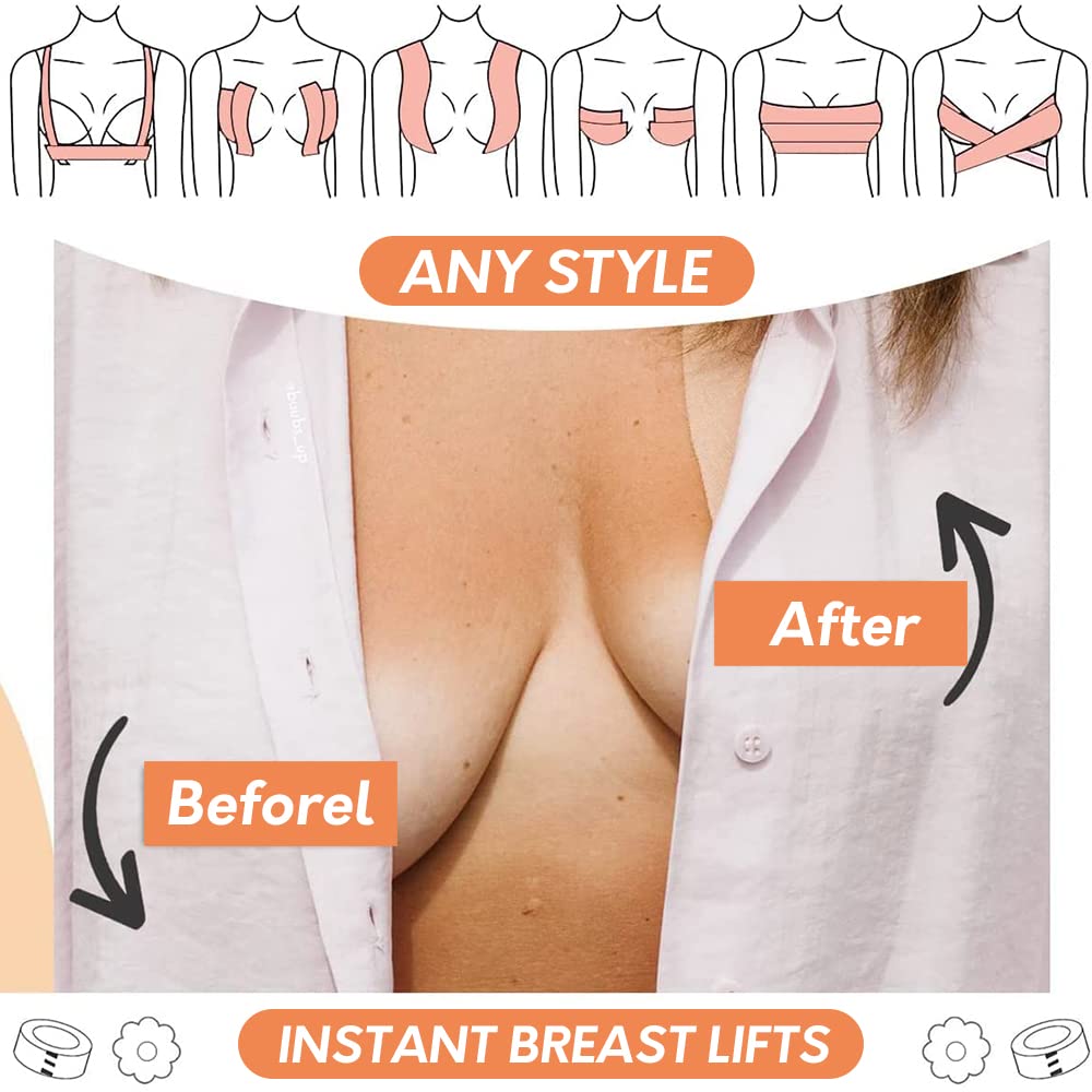MAYCREATE Boob Tape for Breast Lift with 5cm×5m Free Cut Design and 10 Pair Nipple Covers | Beige